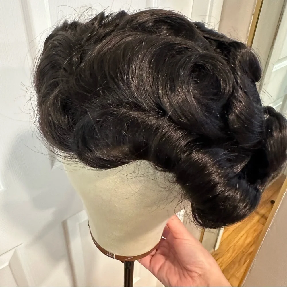 6x9 Off Black #1B Mens Toupee Thin Skin PU & French Lace 120% Density It#ND
